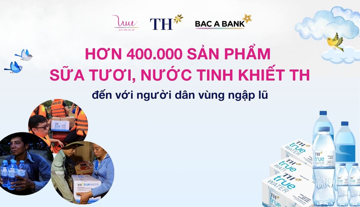 Hơn 400.000 sản phẩm sữa tươi, nước tinh khiết TH đến với người dân vùng ngập lũ